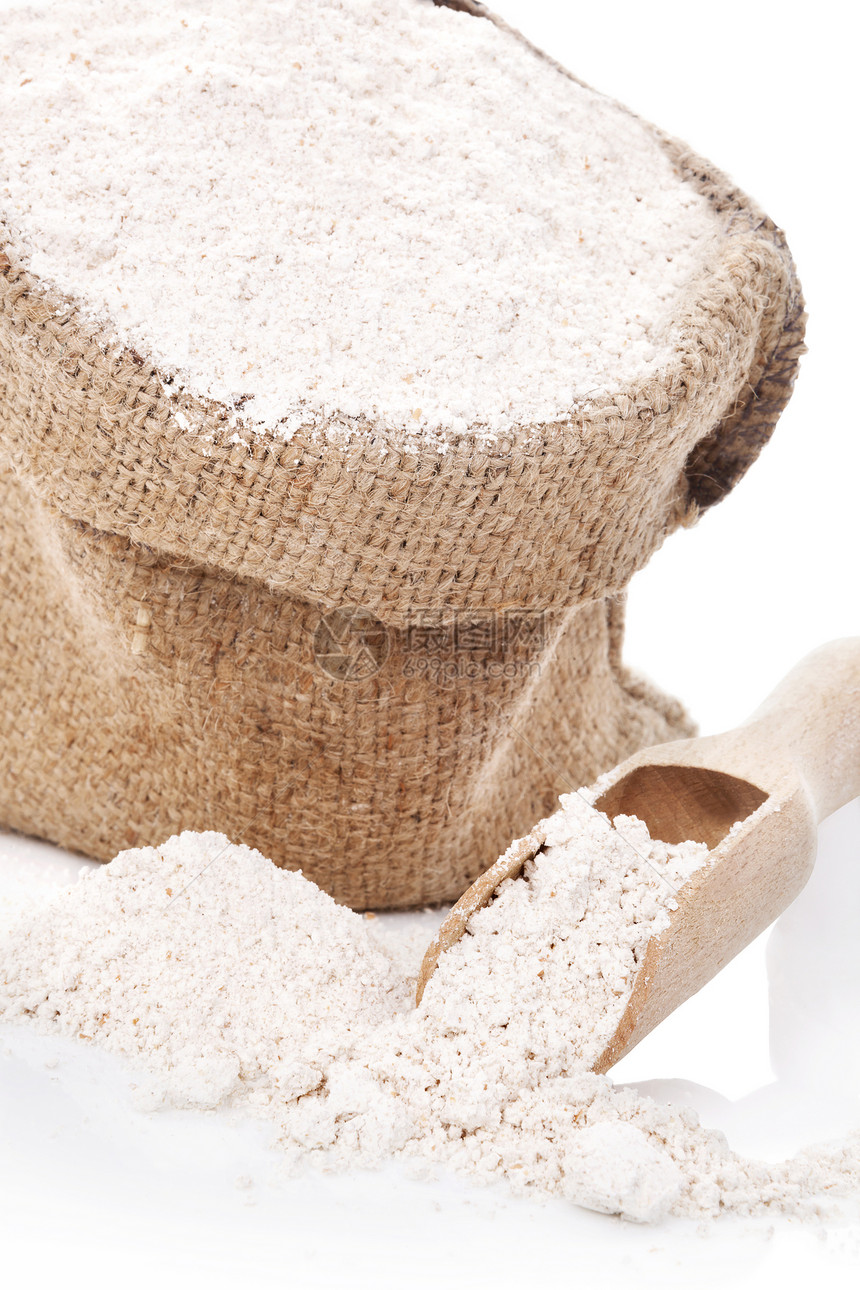 面粉背景麸质营养棕色木勺粮食粉末白色种子玉米勺子图片