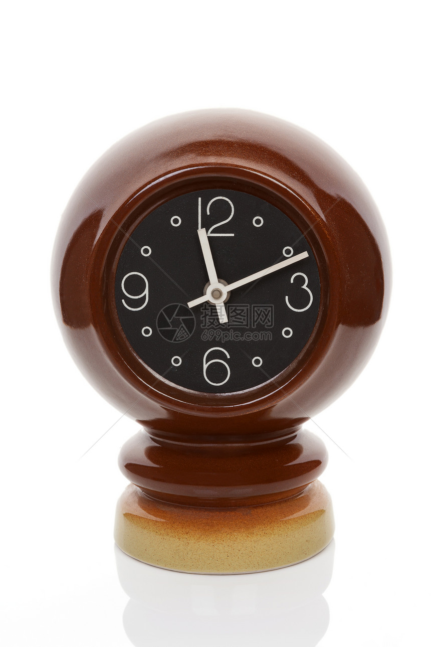 时间流逝制品手表圆形陶瓷白色棕色乡愁图片