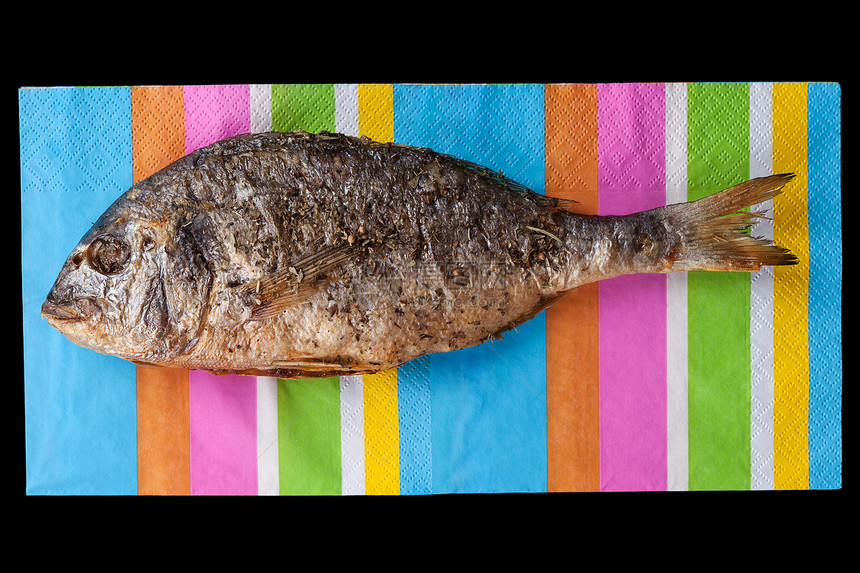 腐烂的鱼镀金头餐巾纸活力烧烤食物美食海洋餐巾鲷鱼烹饪图片