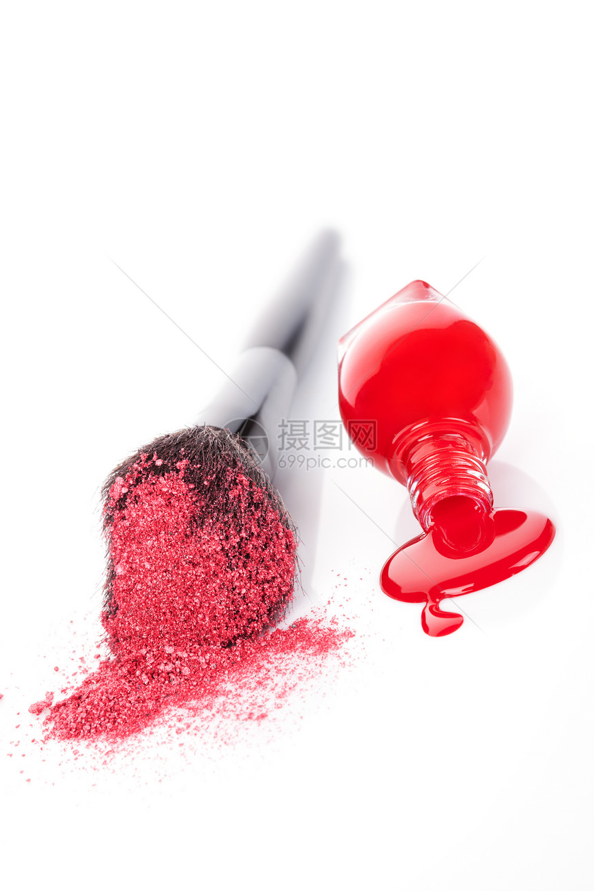 红色和白色的豪华化妆品背景图片