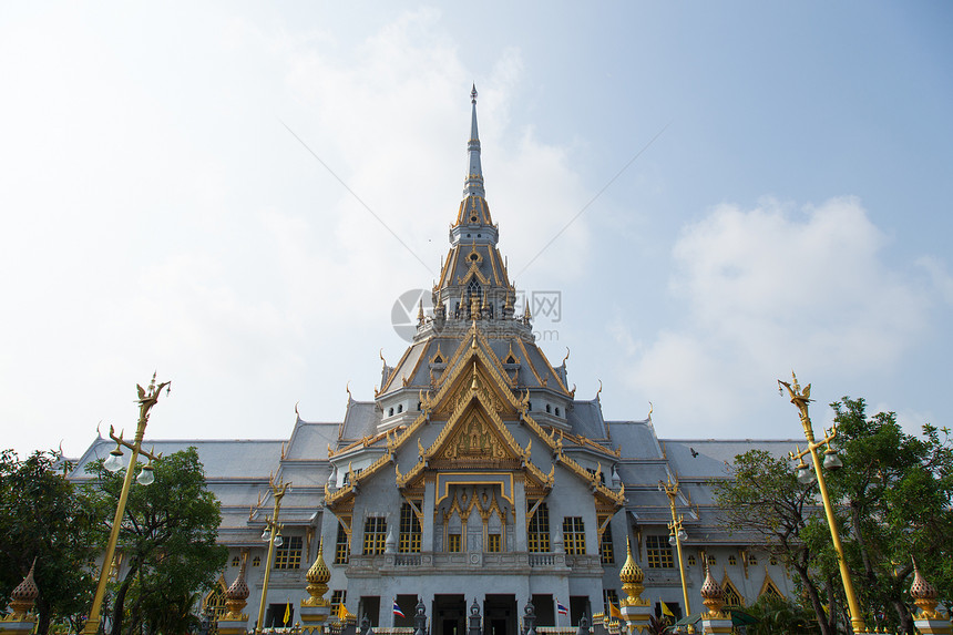 屋顶寺庙历史宗教蓝色木头地标建筑文化精神神道天空图片