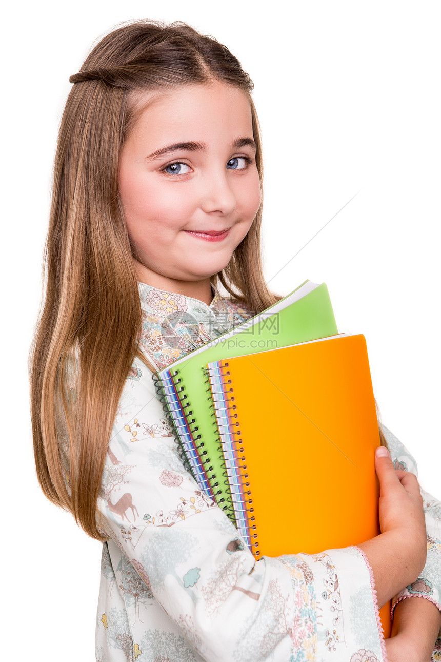 小学生持有笔记本学习背包职业微笑青少年教育教科书孩子青年童年图片