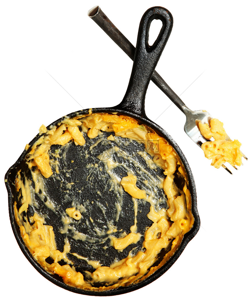 日食马卡罗尼和奶酪的雪花和叉子图片