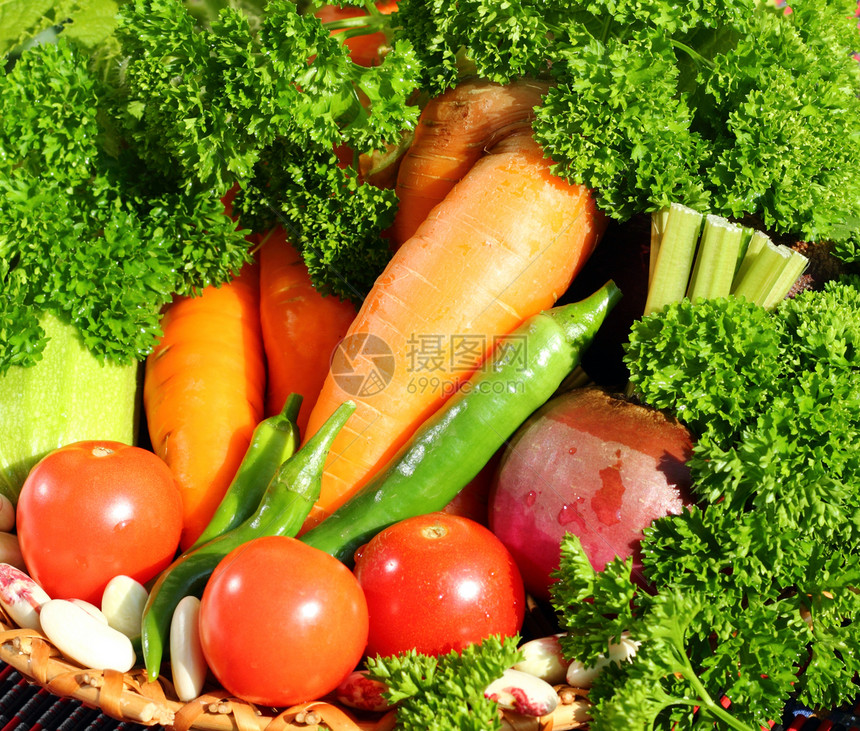 新鲜蔬菜作品辣椒食物饮食叶子绿色团体水平营养收藏图片