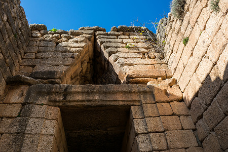 阿廷斯希腊Mycenae的面额国库金库旅行堡垒废墟避难所文明地标微型机独眼历史性背景