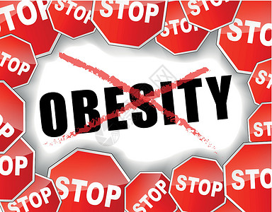 停止肥胖症概念饮食重量预防警告插图危险路标肥胖活动设计图片