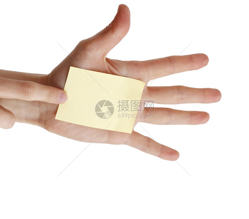 寄一个邮报备忘录白色贴纸邮政棕榈手指记忆女性长方形软垫图片