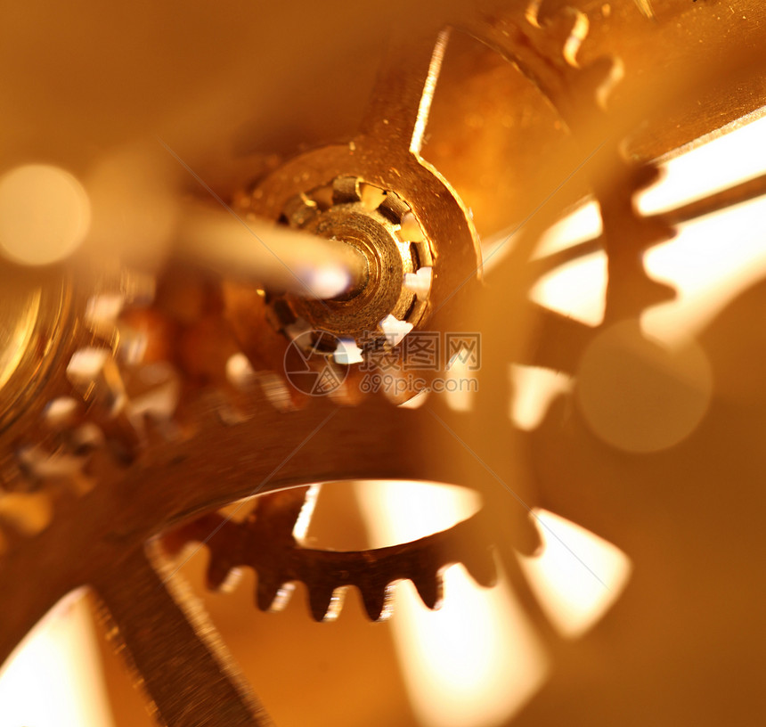 时钟机制机械手表运动引擎机器人古董发条宏观黄铜工程图片
