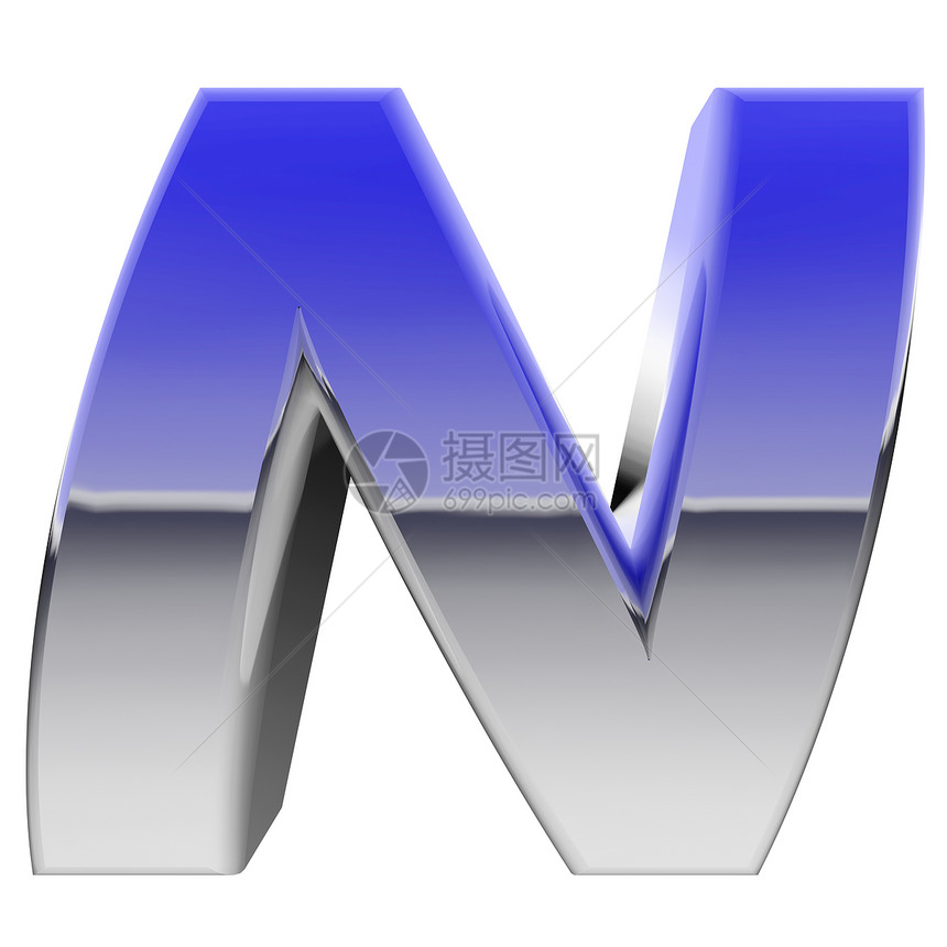 铬字母符号字母N N 带有色梯度反射偏白的颜色斜度图片