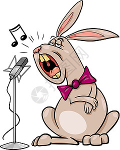 音乐剪贴画歌唱兔子漫画插图插画