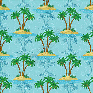 落雁岛无缝结构 棕榈树木头纺织品墙纸织物森林天堂植物棕榈生态胰岛插画