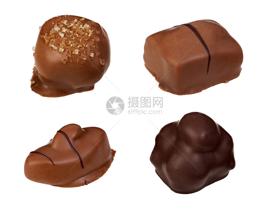 巧克力糖果小路收藏剪裁小吃美食棕色可可白色团体甜点图片