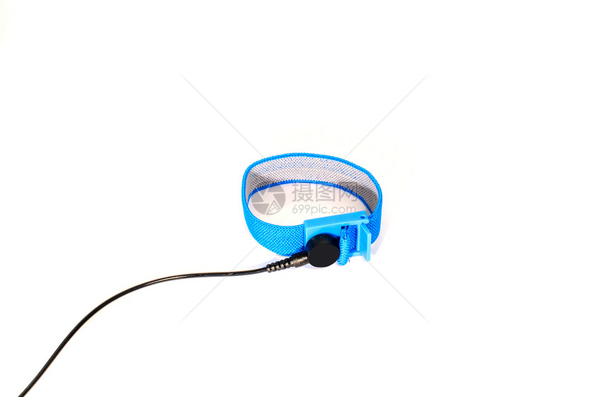 手腕皮带技术静电白色手镯夹子电缆扣子塑料蓝色带子图片