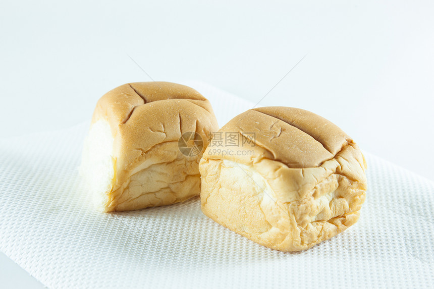 白色背景上的面包美食午餐早餐小吃厨房面粉面包师包子谷物食物图片