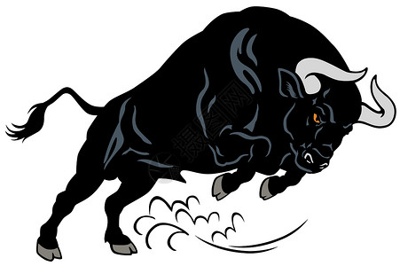 朱托罗愤怒的公牛牧场攻击动物农场斗牛食草力量危险八字十二生肖插画