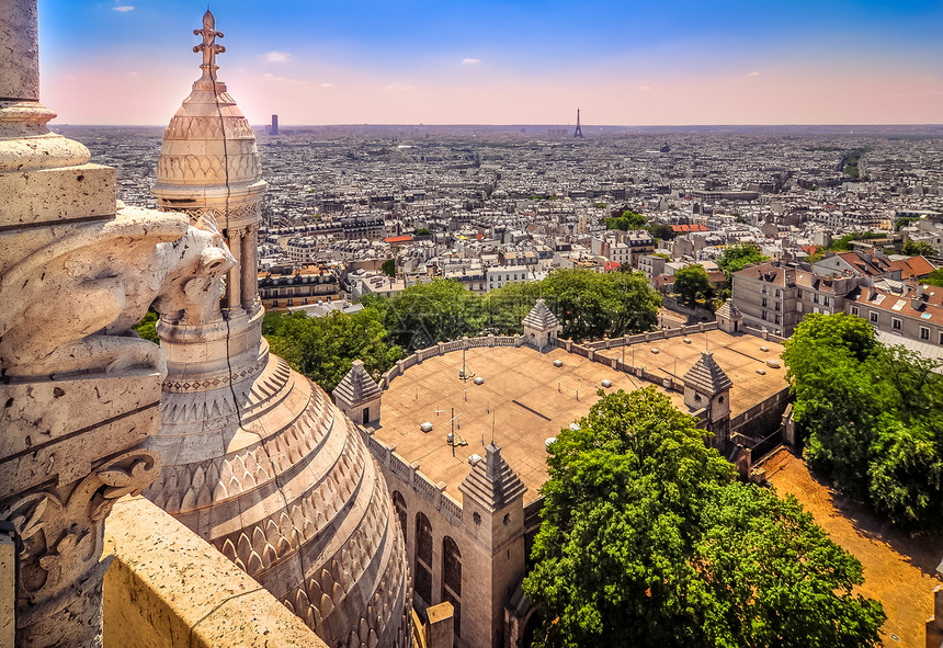 巴黎市风景 从圣心教堂图片