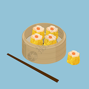 饺子插图中华暗和的插图 舒迈(Shu Mai)背景