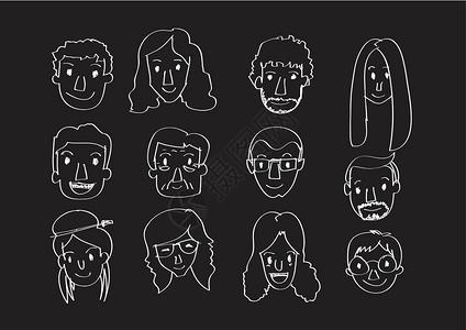 一系列各种漫画脸孔图示舌头卡通片女士青少年头发胡子插图学校乐趣母亲背景图片