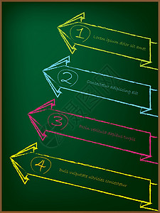 彩色粉笔箭头黑板上设置的广告箭头标签插画