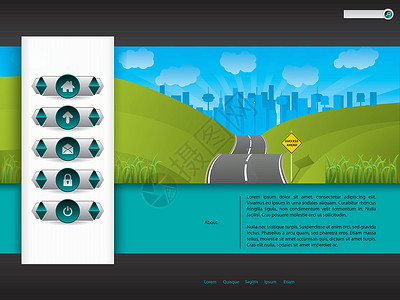 设计有路图的商务网站模板设计背景图片