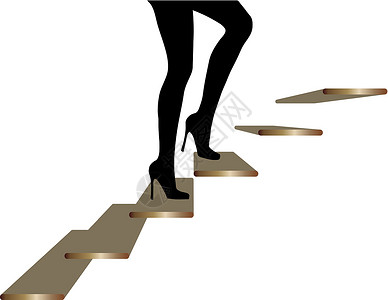 卡帕莱妇女在楼梯上走路柔软度礼服脚步时尚插画