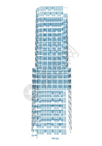 由蓝平面组成的抽象摩天大楼蓝色高科技建筑办公楼飞机窗户背景图片