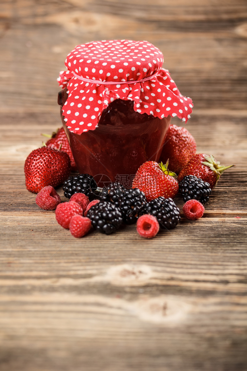 草莓果酱甜点食物果味覆盆子水果明胶营养乡村玻璃背景图片