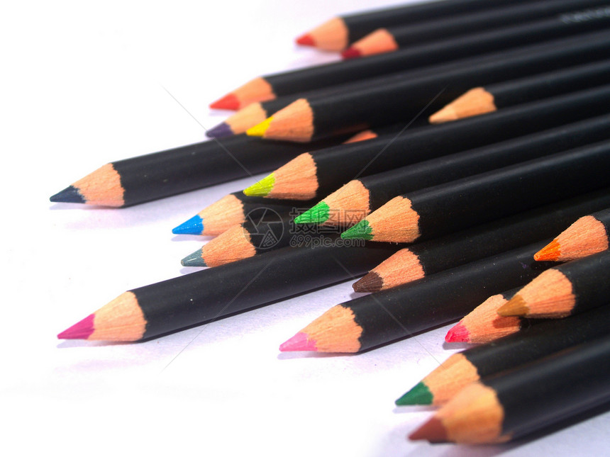 彩色铅笔大学蜡笔橙子乐器彩虹活力团体白色光谱学校图片