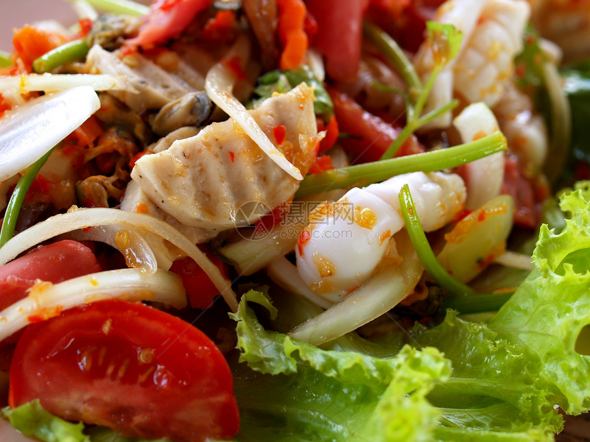 泰式泰国菜食菜单厨房宴会奢华盘子桌子蔬菜午餐自助餐美食猪肉图片