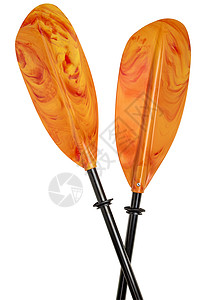 彩色的皮艇桨黄色塑料运动橙子白色娱乐红色背景图片
