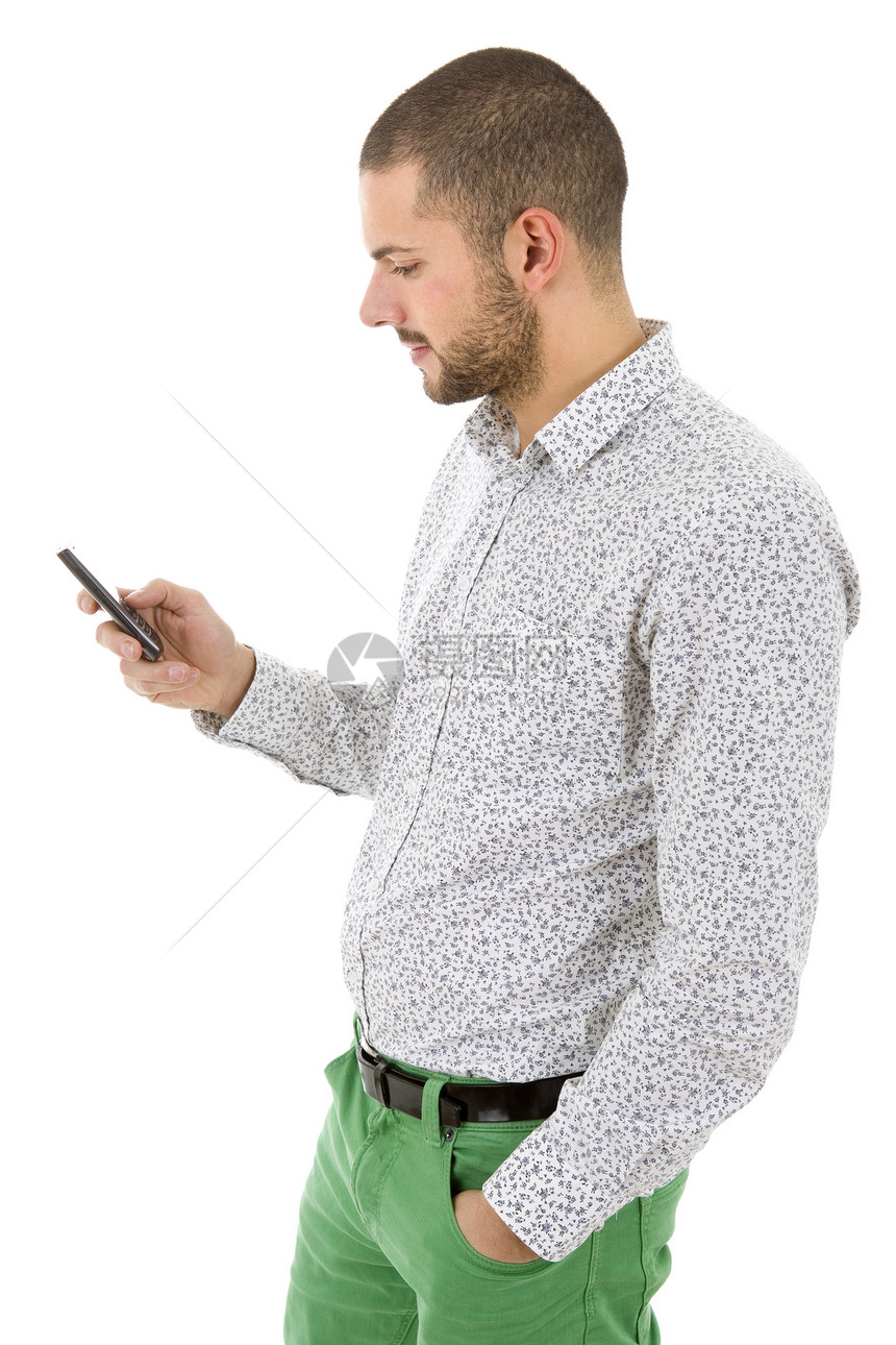 文本短信信息细胞白色企业家男性公司拉丁电话衬衫图片