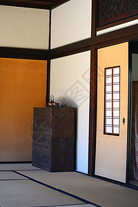 日式住房内阁白色木头框架壁橱背景图片
