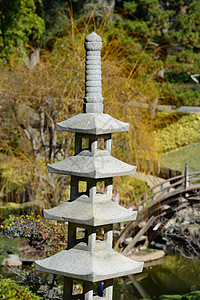 日本石宝石花园灯笼白色花园宝塔文化宗教背景图片