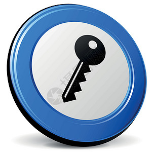 矢量 3d 密钥图标密码圆形互联网安全黑色网络白色蓝色按钮秘密背景图片