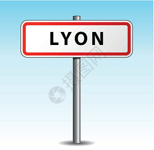 矢量 Lyon 路标牌背景图片