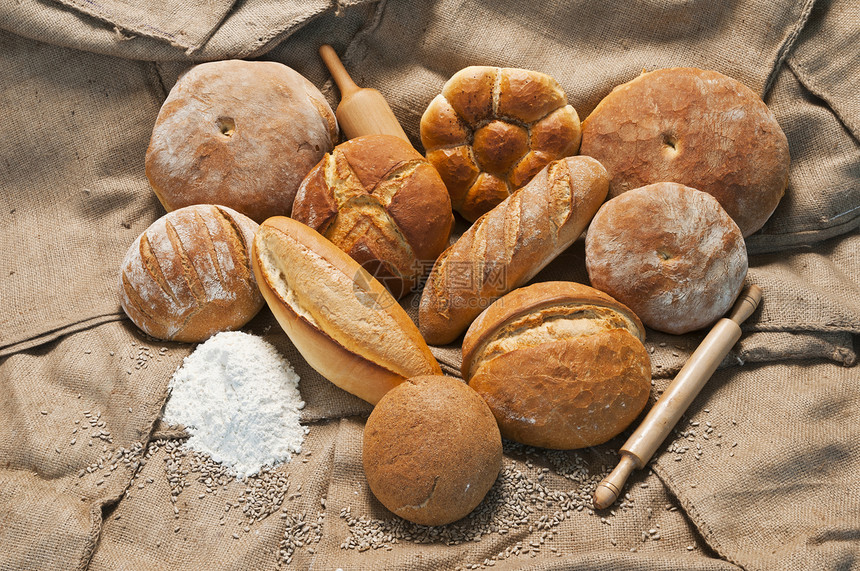 面包团体美食粮食脆皮谷物种子包子食物小麦白色图片