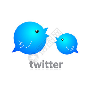 可爱推特鸟推特2电子邮件公告蓝色社会邮件矢量网络话框打印卡通片背景