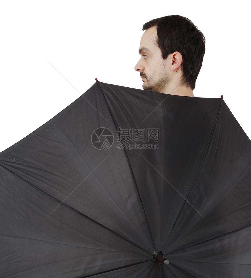 带雨伞的男子白色商业男人庇护所预防危险公司男生安全图片