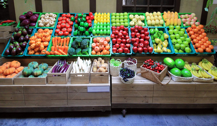 人造水果和蔬菜的多彩色彩饮食农场杂货店营养橙子西瓜果汁食物香蕉农业图片