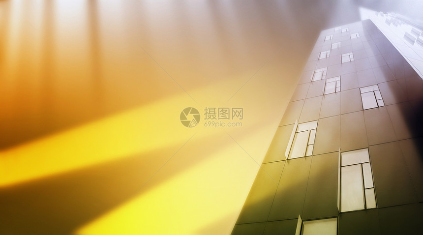 现代摩天大楼生长橙子蓝色办公室玻璃金融城市景观公司职场图片