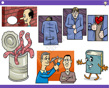 一针见血漫画概念和言语集讨论收藏砖墙冒险破碎的心百科风险卡通片知识词典插画