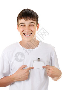 带空徽章的青少年工人节目钥匙标签卡片男性菜鸟身份职业工作背景图片