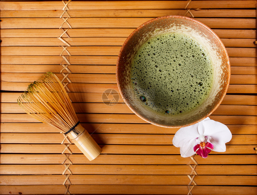 粉绿茶文化竹子粉状仪式饮料粉末制品冥想绿色陶瓷图片