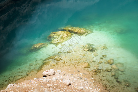 阿曼盐水海湾旅游旅行绿色假期楼梯吸引力地质学蓝色高清图片