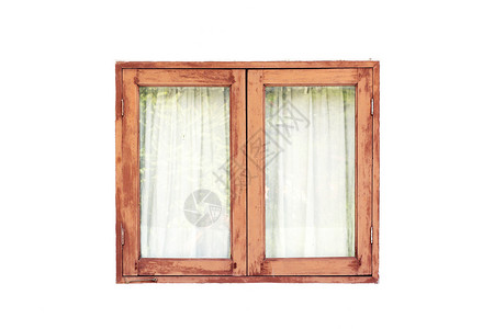 旧木窗村庄房间石头木头框架农村房子古董建筑学背景图片