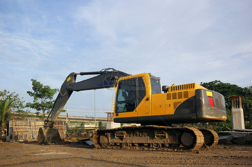 挖土机和反回移挖掘机车辆推土机机器机械工人装载机拖拉机重负矿业图片