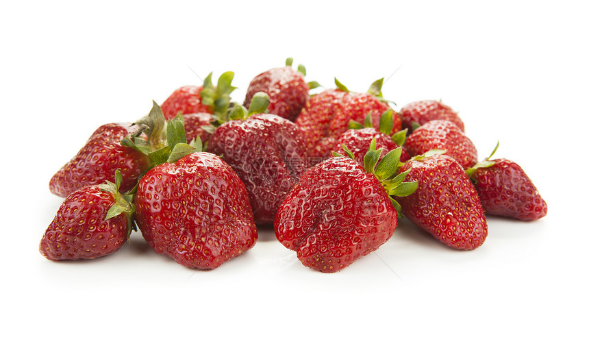 几小片草莓植物健康水果收集栽培红色收成浆果白色果实图片