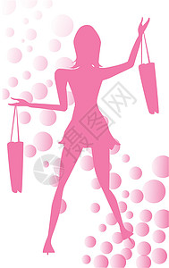 骨香鲳鱼球快乐的沙巴迷你裙艺术品艺术女士粉色插图褪色店铺气泡购物插画