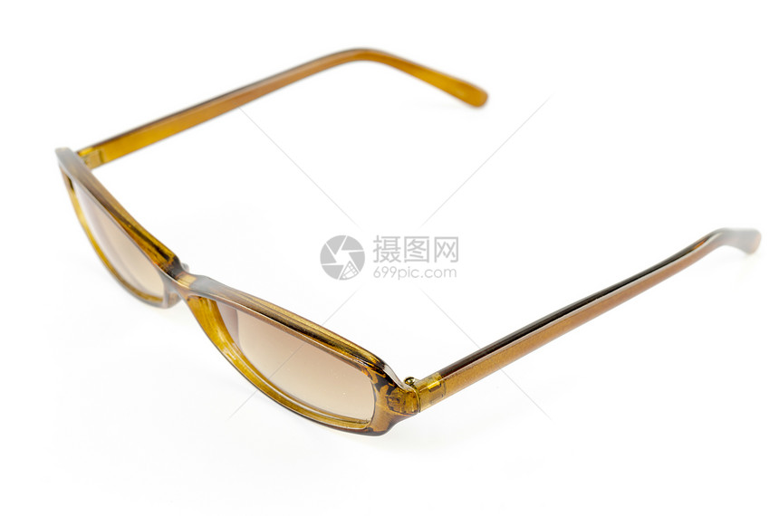 白上孤立的棕色太阳墨镜金属眼睛框架飞行员眼镜太阳镜镜片旅人水平塑料图片