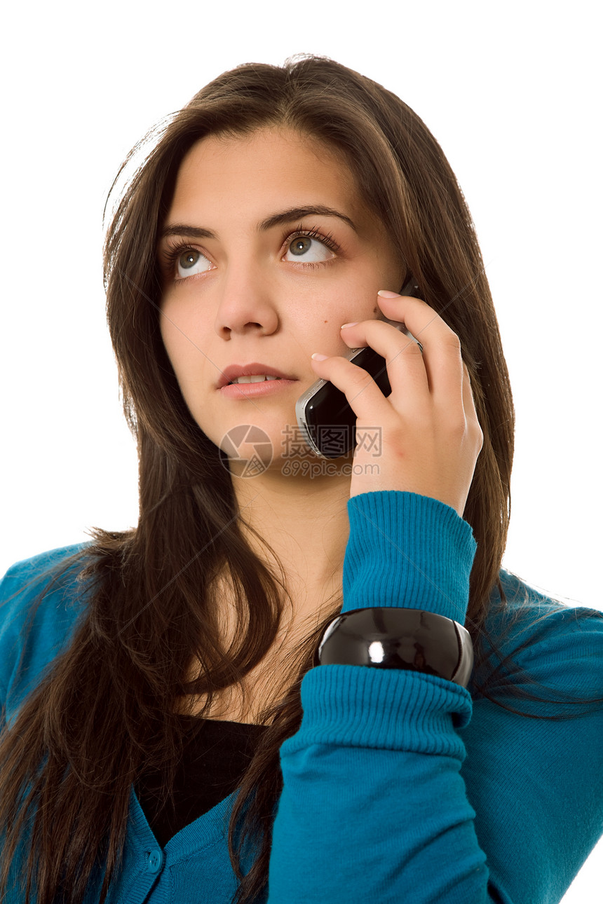 调来电话黑发接待细胞电讯棕色青年手势手机八卦女性图片